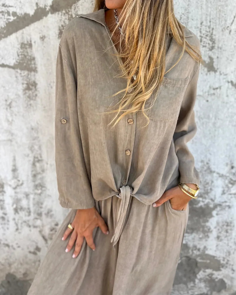 Women's Textured Two-Piece Lounge Set – Relaxed Fit Comfort-The Yellow Prime