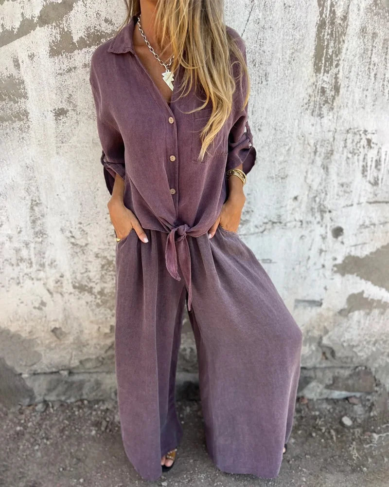 Women's Textured Two-Piece Lounge Set – Relaxed Fit Comfort-The Yellow Prime