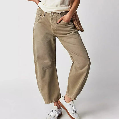 Women's Trendy Wide-Leg Denim Trousers-The Yellow Prime