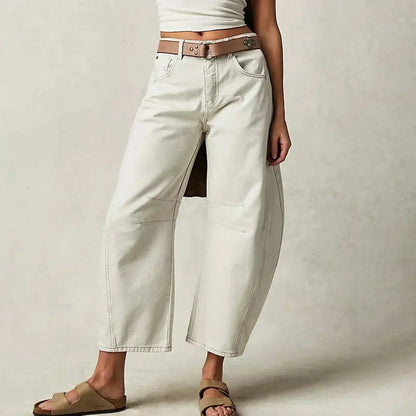Women's Trendy Wide-Leg Denim Trousers-The Yellow Prime