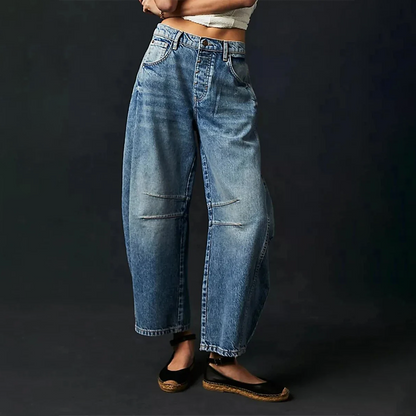 Women's Trendy Wide-Leg Denim Trousers-The Yellow Prime