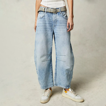Women's Trendy Wide-Leg Denim Trousers-The Yellow Prime