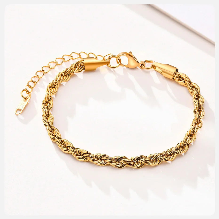 Women's Twisted Stainless Steel Rope Chain Bracelet-The Yellow Prime