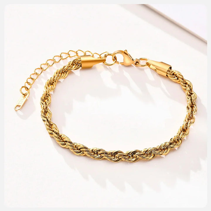 Women's Twisted Stainless Steel Rope Chain Bracelet-The Yellow Prime
