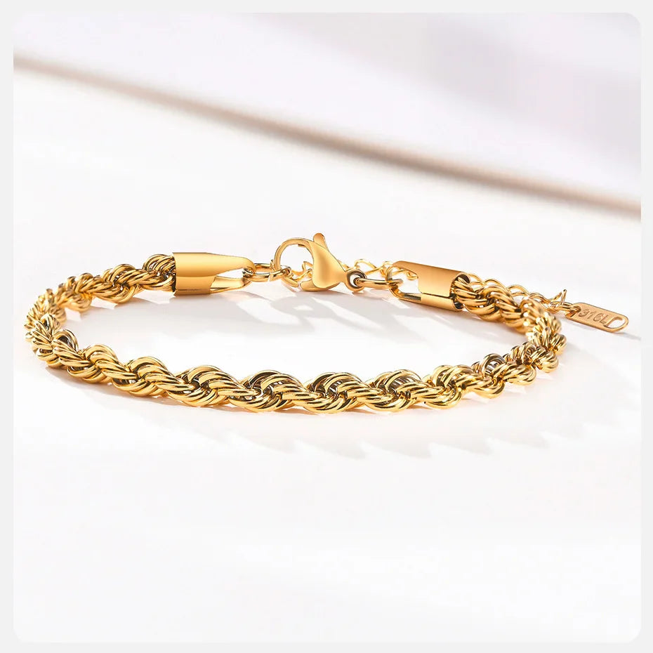 Women's Twisted Stainless Steel Rope Chain Bracelet-The Yellow Prime