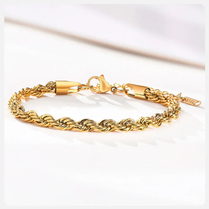 Women's Twisted Stainless Steel Rope Chain Bracelet-The Yellow Prime