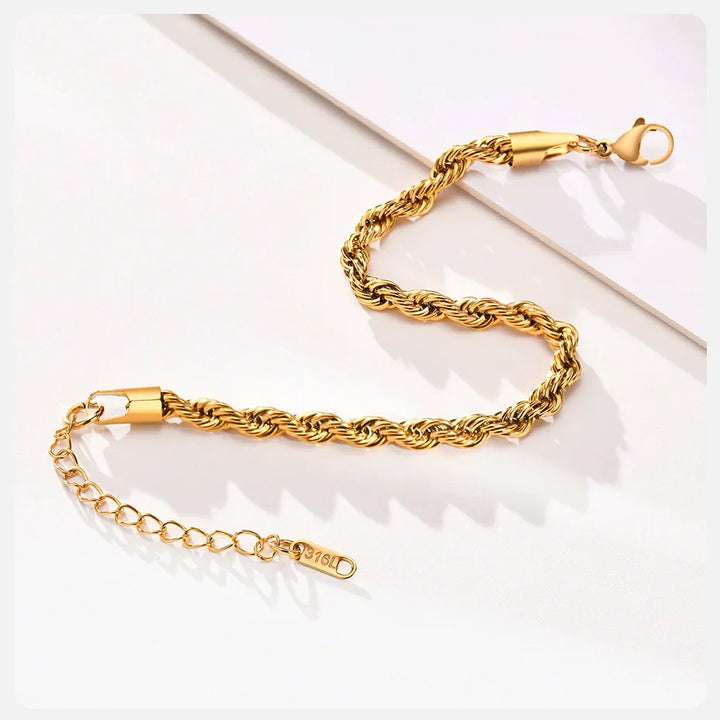 Women's Twisted Stainless Steel Rope Chain Bracelet-The Yellow Prime