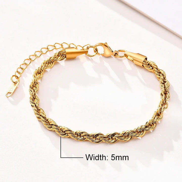 Women's Twisted Stainless Steel Rope Chain Bracelet-The Yellow Prime