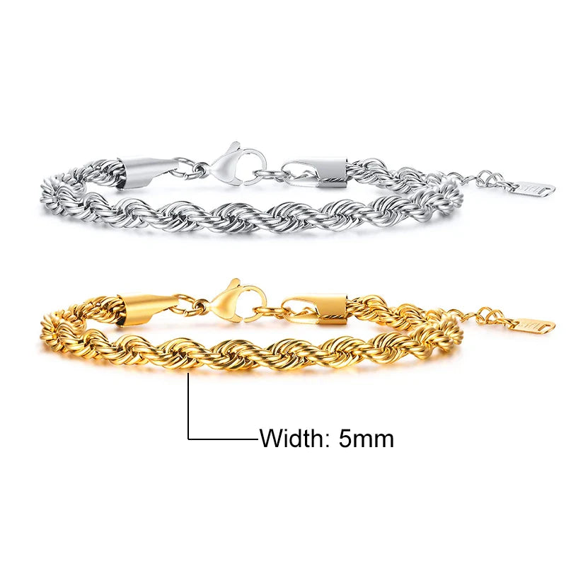 Women's Twisted Stainless Steel Rope Chain Bracelet-The Yellow Prime