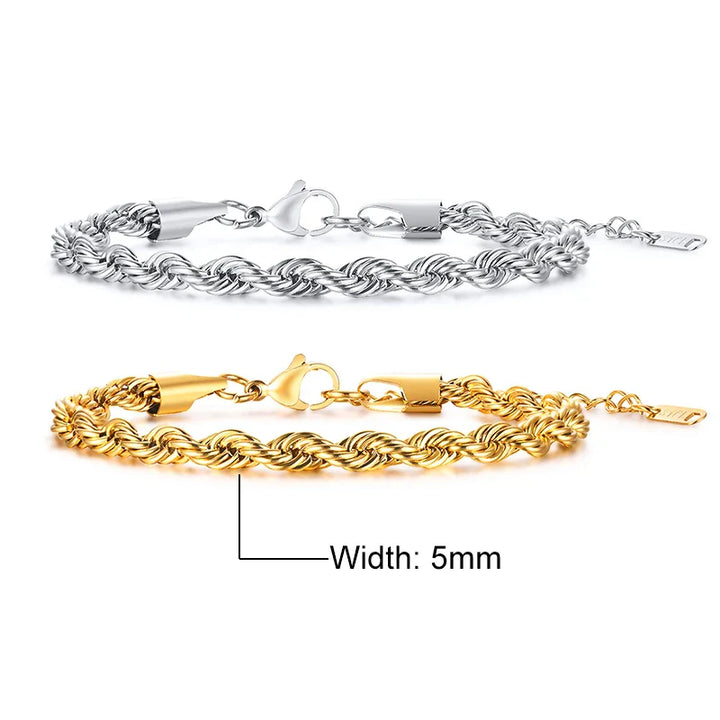 Women's Twisted Stainless Steel Rope Chain Bracelet-The Yellow Prime