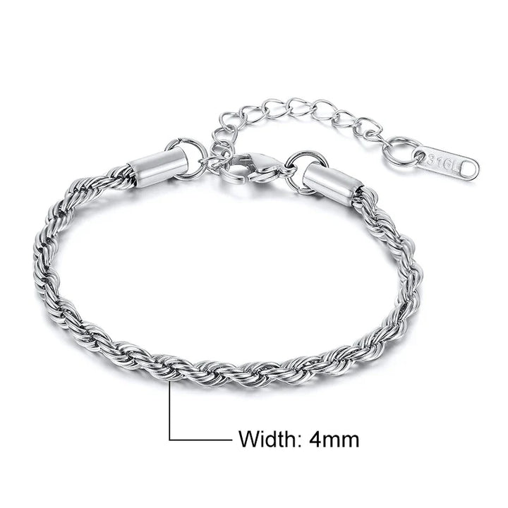 Women's Twisted Stainless Steel Rope Chain Bracelet-The Yellow Prime