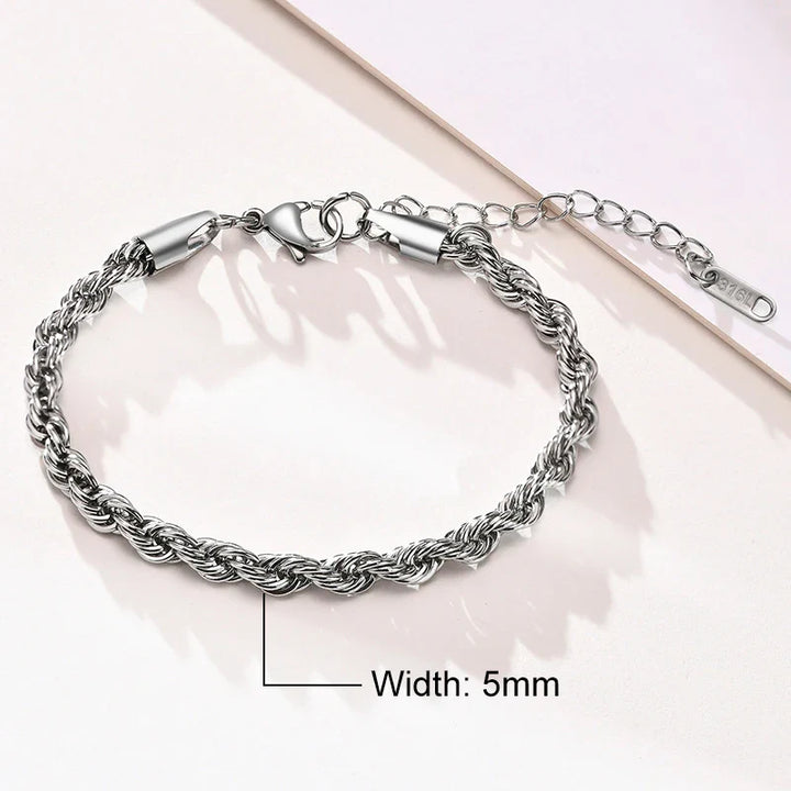 Women's Twisted Stainless Steel Rope Chain Bracelet-The Yellow Prime
