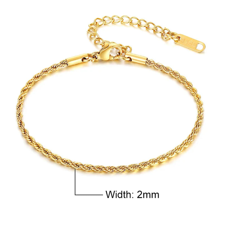 Women's Twisted Stainless Steel Rope Chain Bracelet-The Yellow Prime