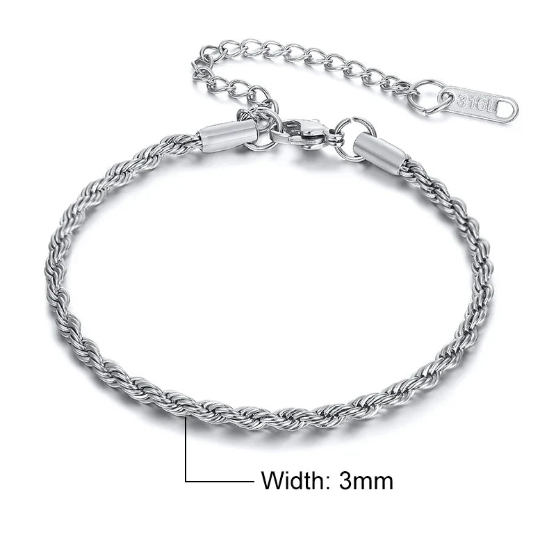 Women's Twisted Stainless Steel Rope Chain Bracelet-The Yellow Prime