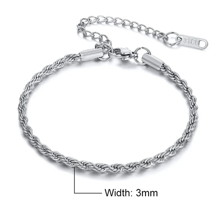 Women's Twisted Stainless Steel Rope Chain Bracelet-The Yellow Prime