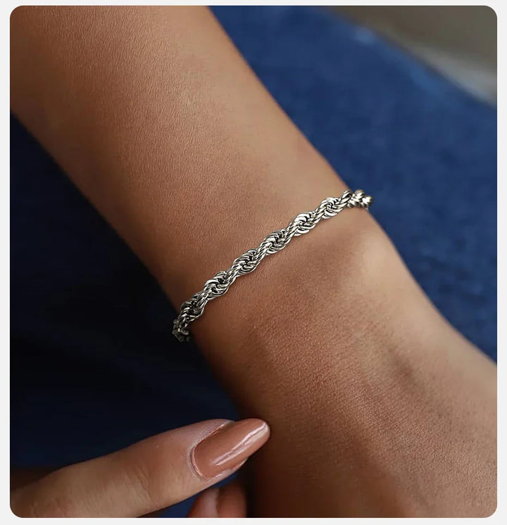 Women's Twisted Stainless Steel Rope Chain Bracelet-The Yellow Prime