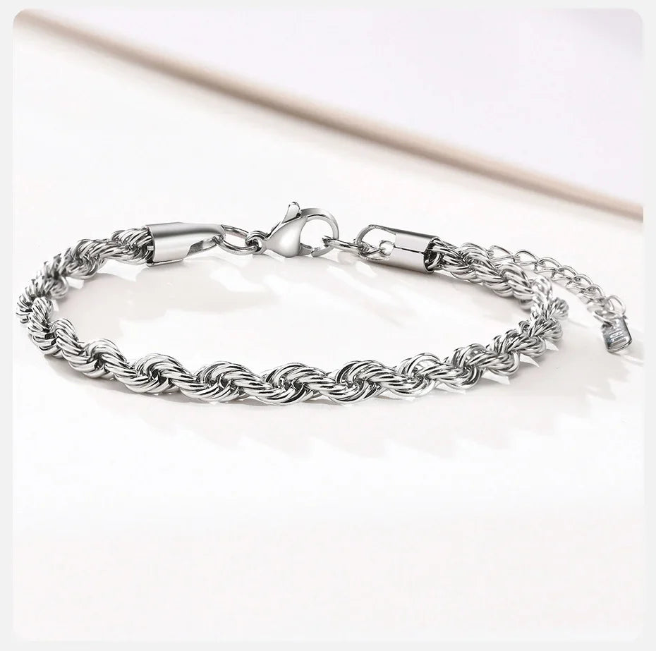 Women's Twisted Stainless Steel Rope Chain Bracelet-The Yellow Prime