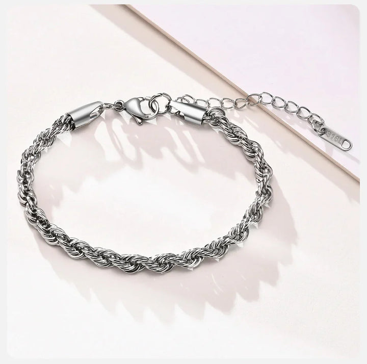 Women's Twisted Stainless Steel Rope Chain Bracelet-The Yellow Prime