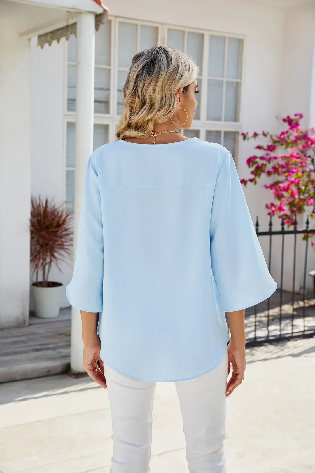 Women's Unique V-Neck Blouse-The Yellow Prime