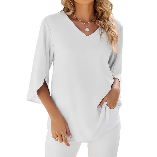 Women's Unique V-Neck Blouse-The Yellow Prime