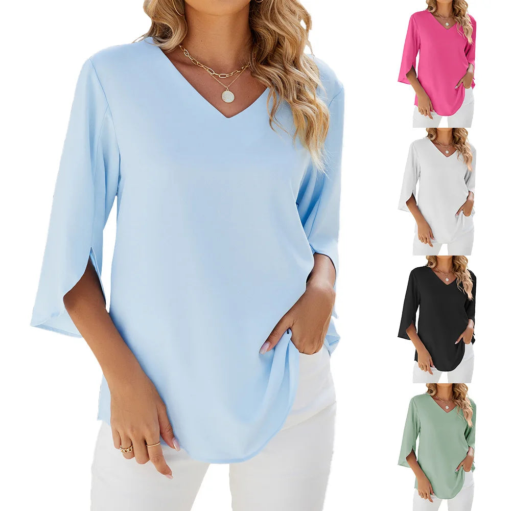 Women's Unique V-Neck Blouse-The Yellow Prime