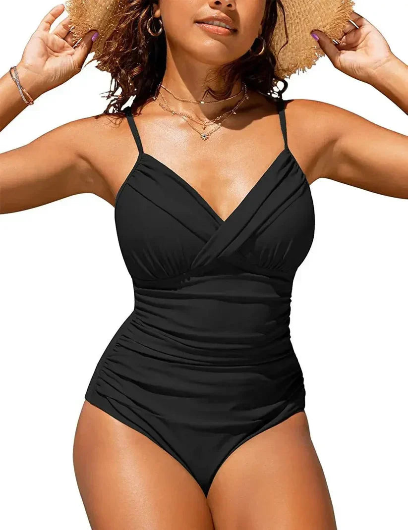 Women's V-Neck Push-Up Swimsuit-The Yellow Prime