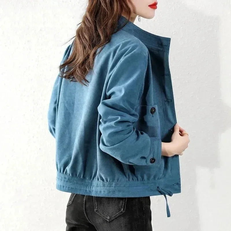 Women's Velvet Button-Up Jacket-The Yellow Prime