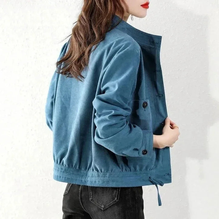 Women's Velvet Button-Up Jacket-The Yellow Prime