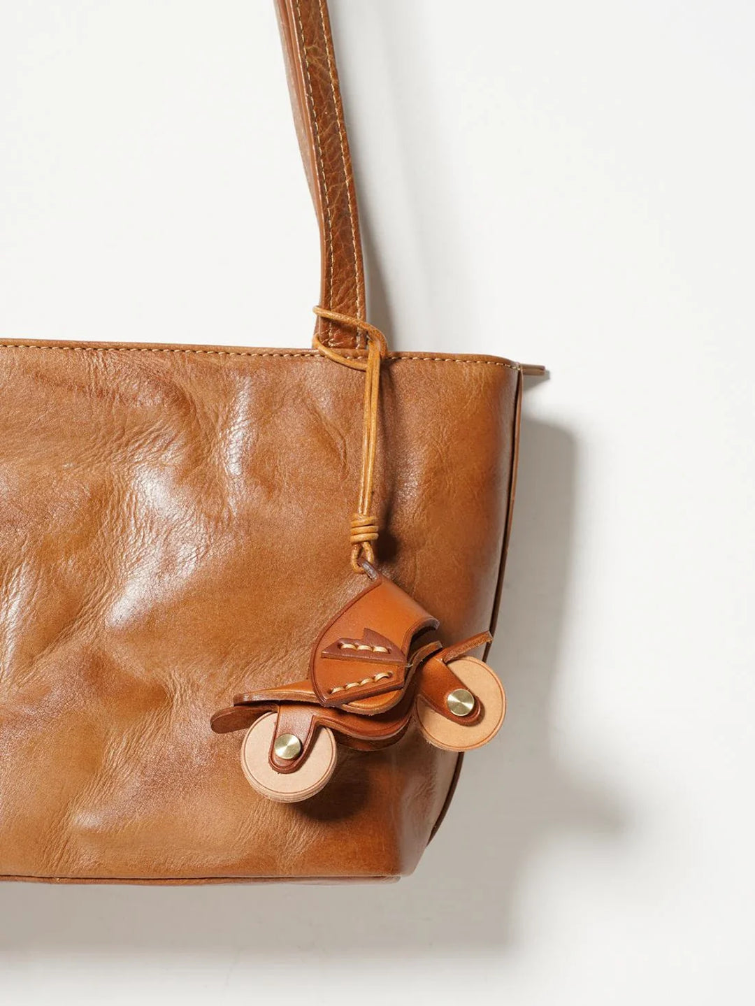 Women's Vintage Leather Motorcycle Keychain Mini Bag Pendant-The Yellow Prime