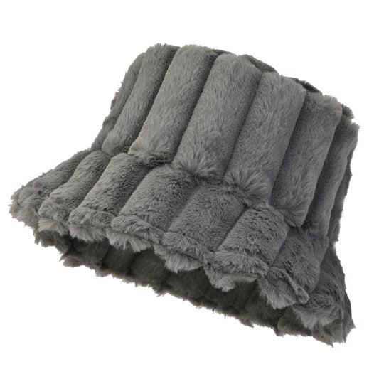 Women's Warm Cozy Bucket Hat - Ribbed Faux Fur for Winter-The Yellow Prime