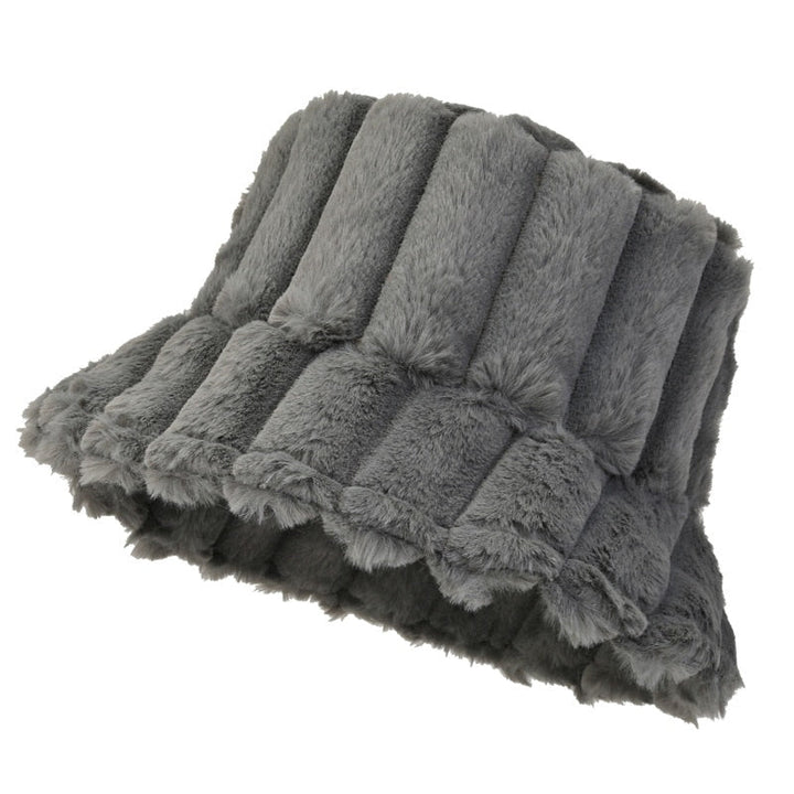 Women's Warm Cozy Bucket Hat - Ribbed Faux Fur for Winter-The Yellow Prime