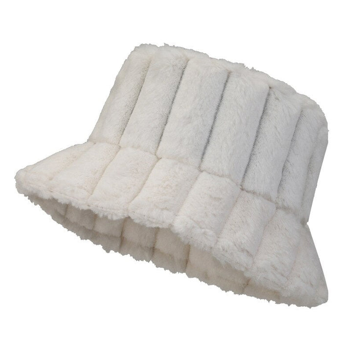 Women's Warm Cozy Bucket Hat - Ribbed Faux Fur for Winter-The Yellow Prime