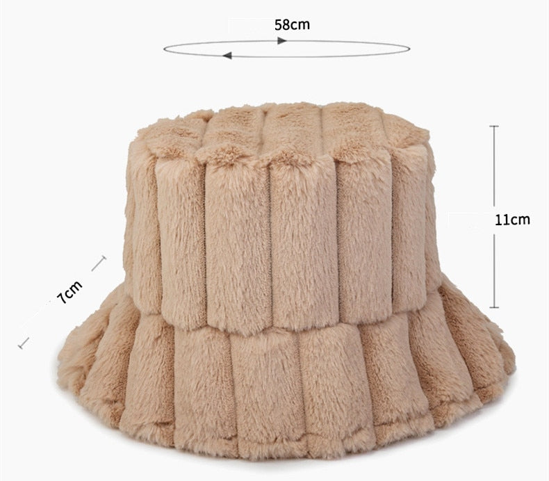 Women's Warm Cozy Bucket Hat - Ribbed Faux Fur for Winter-The Yellow Prime