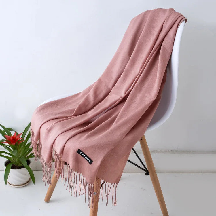Women's Warm Cozy Cashmere Scarf with Long Fringe for Winter-The Yellow Prime
