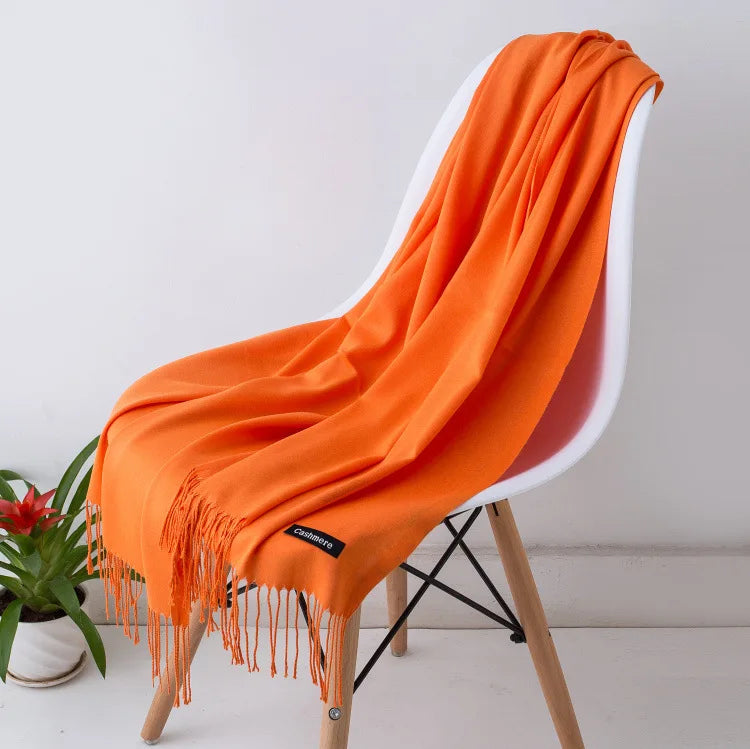 Women's Warm Cozy Cashmere Scarf with Long Fringe for Winter-The Yellow Prime