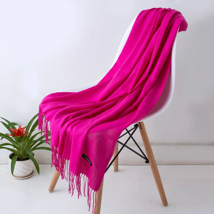 Women's Warm Cozy Cashmere Scarf with Long Fringe for Winter-The Yellow Prime