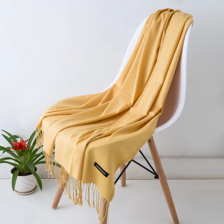 Women's Warm Cozy Cashmere Scarf with Long Fringe for Winter-The Yellow Prime
