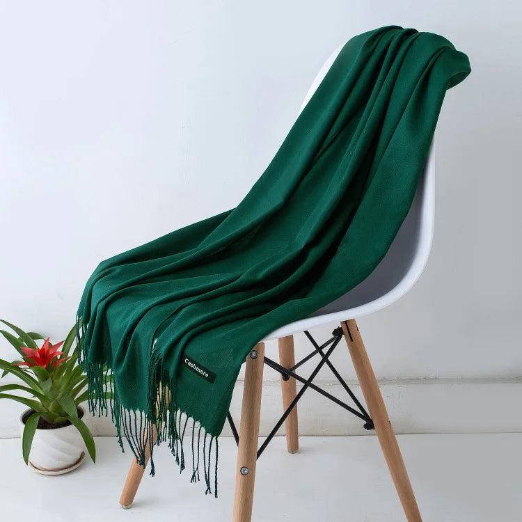 Women's Warm Cozy Cashmere Scarf with Long Fringe for Winter-The Yellow Prime
