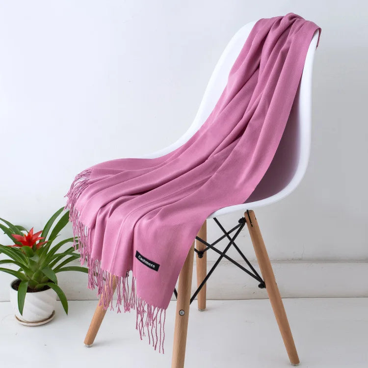 Women's Warm Cozy Cashmere Scarf with Long Fringe for Winter-The Yellow Prime