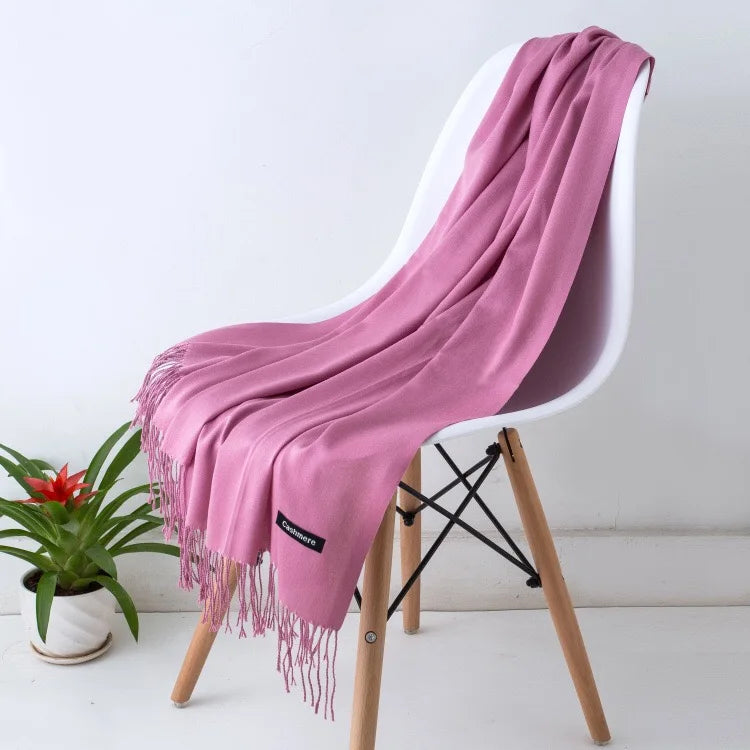 Women's Warm Cozy Cashmere Scarf with Long Fringe for Winter-The Yellow Prime