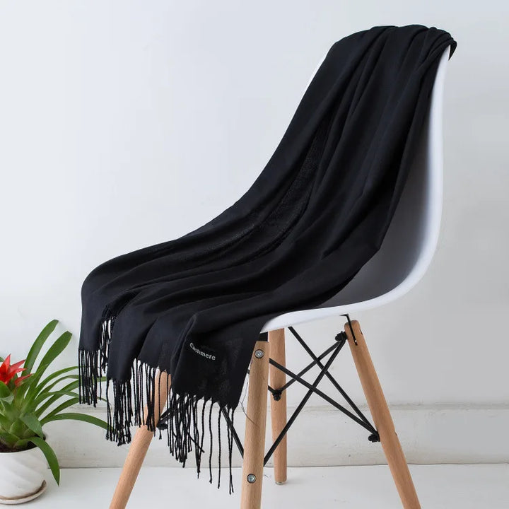 Women's Warm Cozy Cashmere Scarf with Long Fringe for Winter-The Yellow Prime