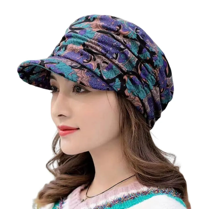 Women's Warm Textured Winter Cap - Short Brim, Cotton Blend-The Yellow Prime