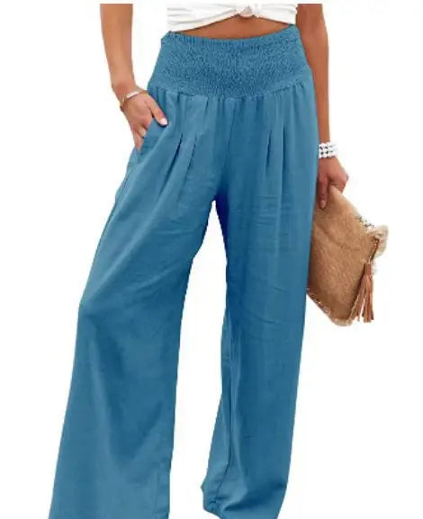 Women's casual drawstring wide-leg pants for spring and summer-The Yellow Prime