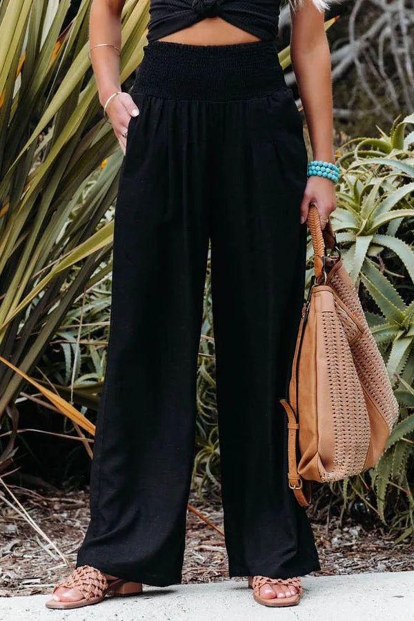 Women's casual drawstring wide-leg pants for spring and summer-The Yellow Prime