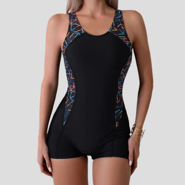 Women's sporty swimsuit with shorts for active wear-The Yellow Prime