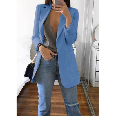 Women's tailored black blazer – fitted cotton blend for meetings-The Yellow Prime
