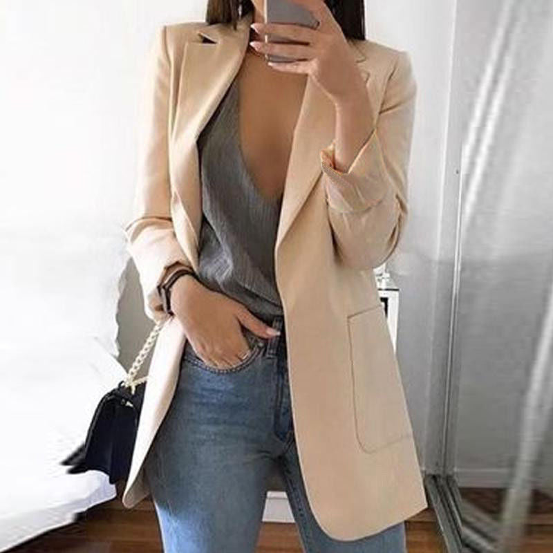 Women's tailored black blazer – fitted cotton blend for meetings-The Yellow Prime