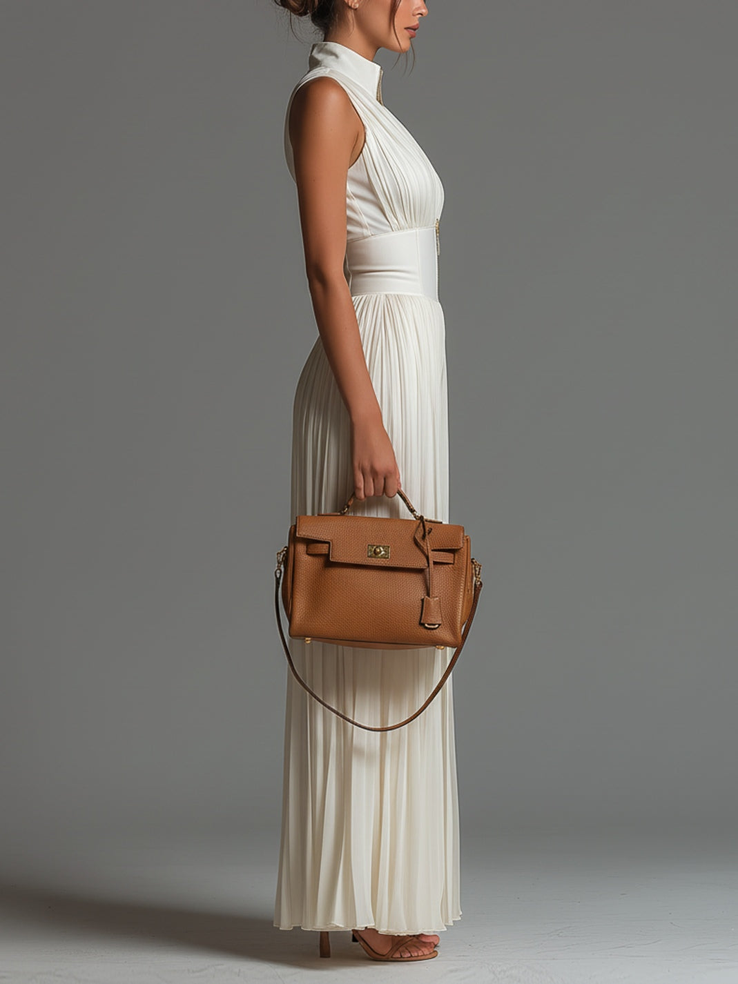 Women's Stylish Pleated Jumpsuit – Deep V-Neck & Wide Leg Design