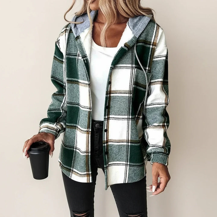 Women's Plaid Hooded Winter Shirt Jacket