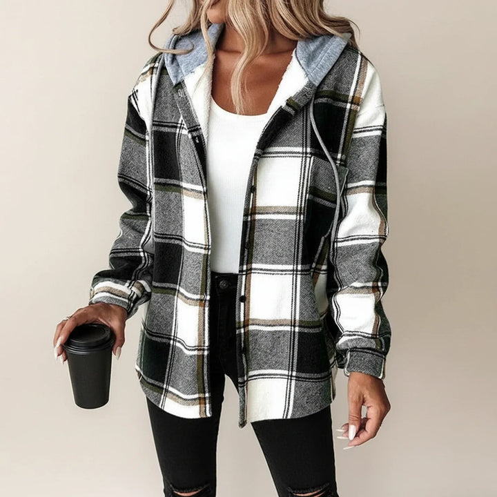 Women's Plaid Hooded Winter Shirt Jacket